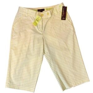 Tommy Bahama Women's Golf Cropped Pants White ‎ Green SZ 4